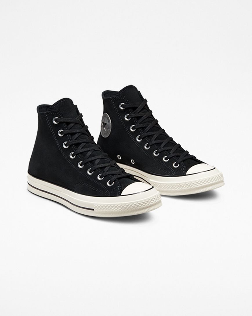 Men's Converse Chuck 70 Suede High Top Shoes Black | AU 8C405E